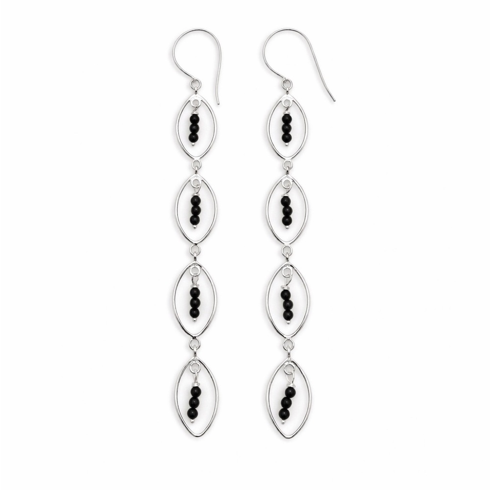 HK6727 Black Onyx Hook Earrings